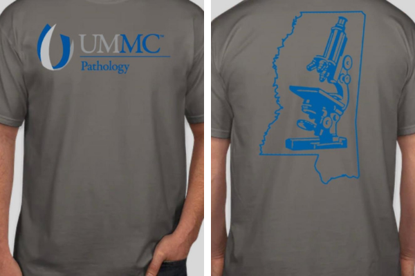 Front and back of the Pathology Interest Group t-shirt